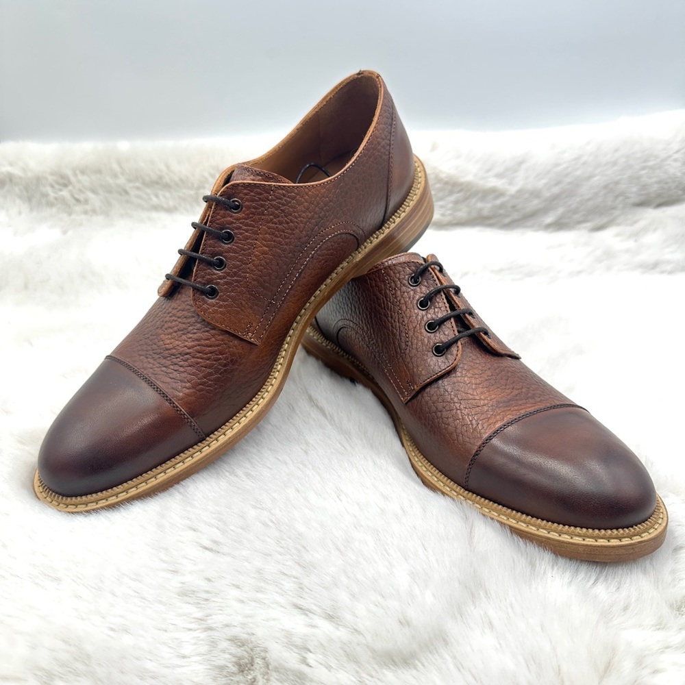 Taft The Rome shoe Cognac Brown Leather Dress Lace Up Oxford Shoes EU 41 US 8 - Picture 3 of 11